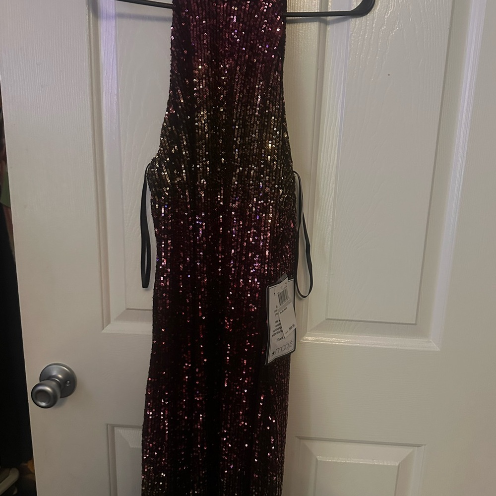B Darlin Wine Sequin Party Dress